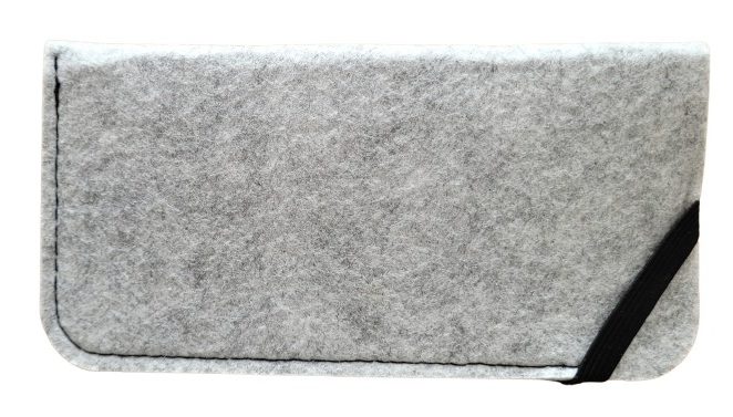 Pochette avec élastique en Feutrine Grise Claire Recyclée – Personnalisable